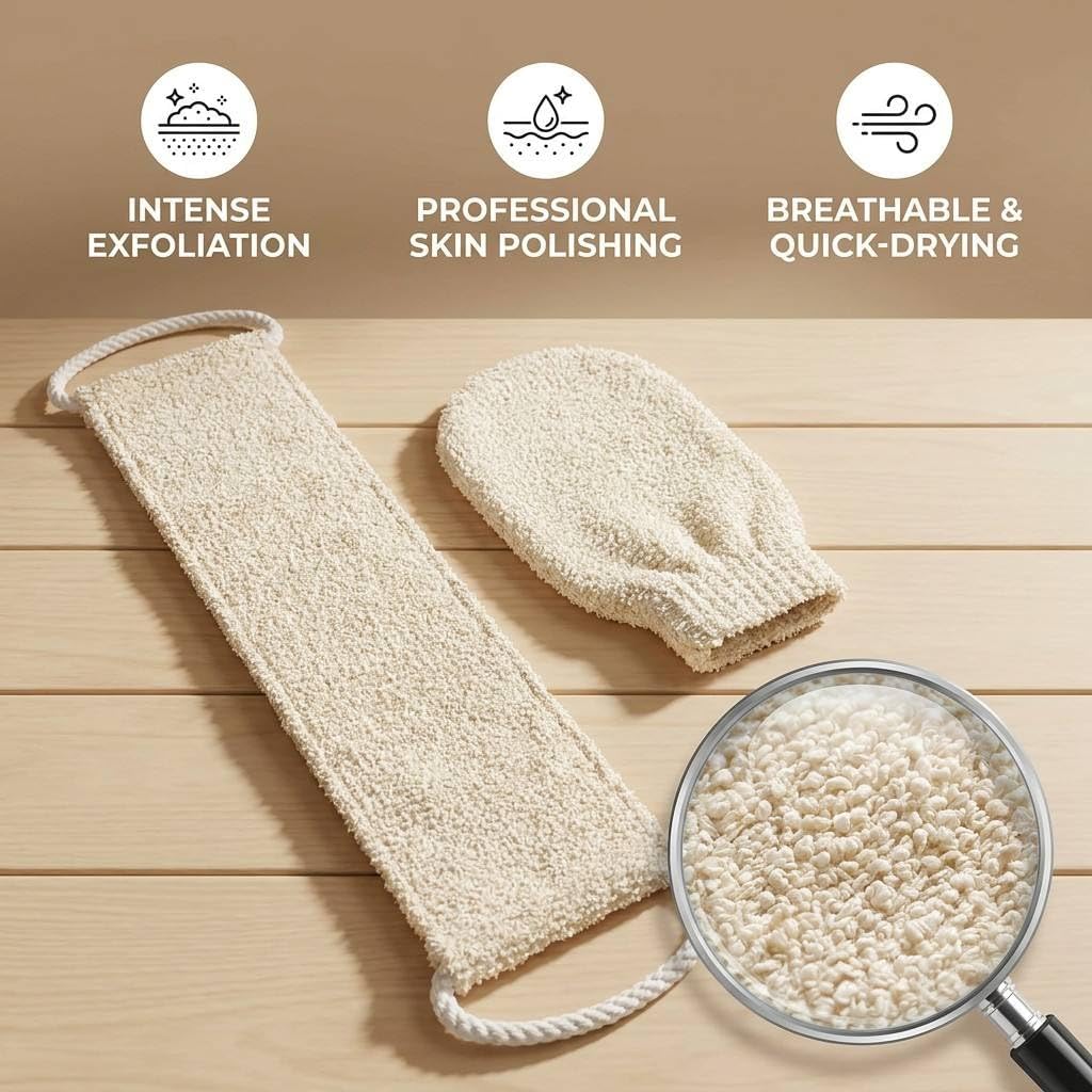 10-Piece Back Scrubber for Shower, Natural Loofah Exfoliating Set