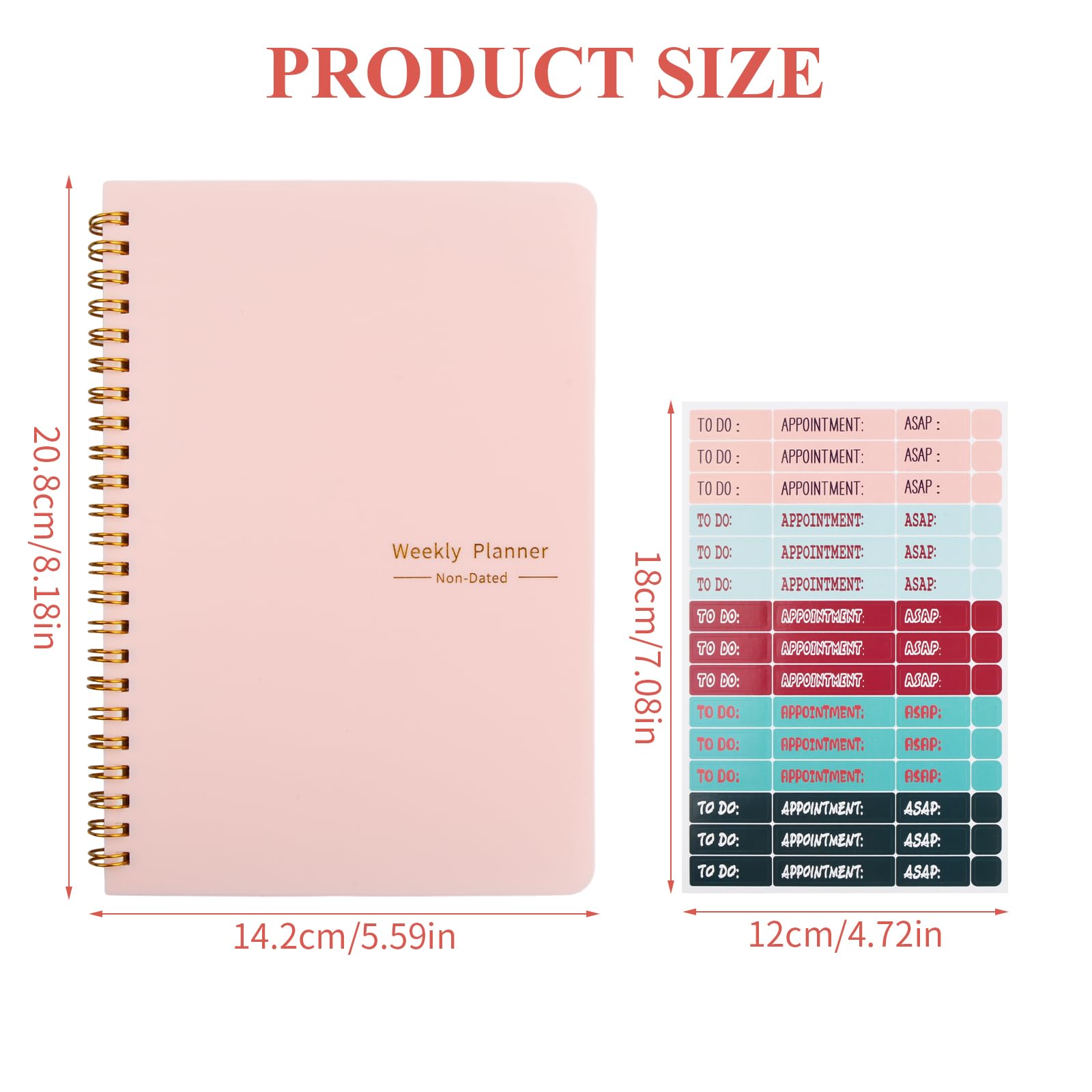 Agenda Hebdomadaire A5 Sans Date - Planificateur Productivité, Couverture Rigide