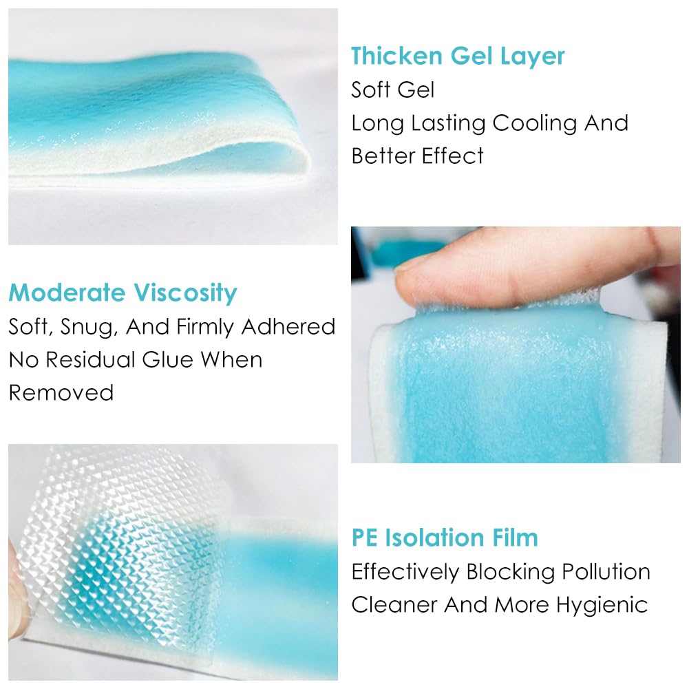 Parches De Gel De Enfriamiento, 20 Piezas Parches De Gel Refrescante, Parche Refrescante, Parche De Alivio De De Refrigeración, Productos Refrescantes Para El Escalofrío De La Fiebre Y Otros Síntomas