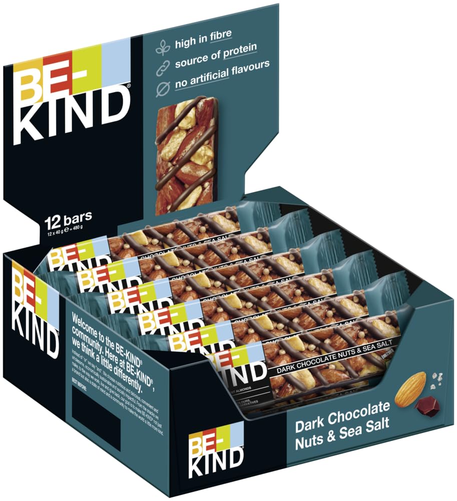 BE-KIND Dark Chocolate Nuts & Seasalt 6x12x40g I Nussriegel I Schokoriegel I Riegel I Glutenfrei