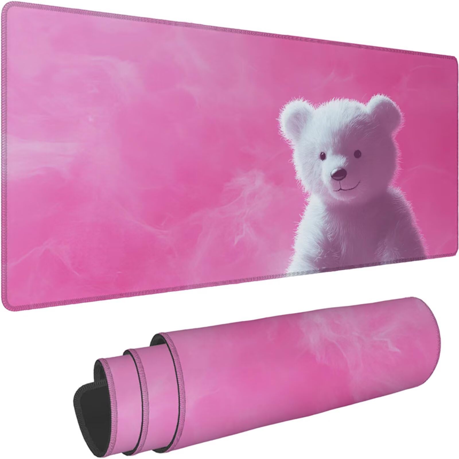 Gamingowa podkładka pod mysz 1200 x 600 x 3 mm, XXL, wodoszczelna, odporna na ścieranie, z przyszytymi krawędziami, różowa, podkładka na biurko, poprawia prędkość i precyzję pod laptopa, komputer