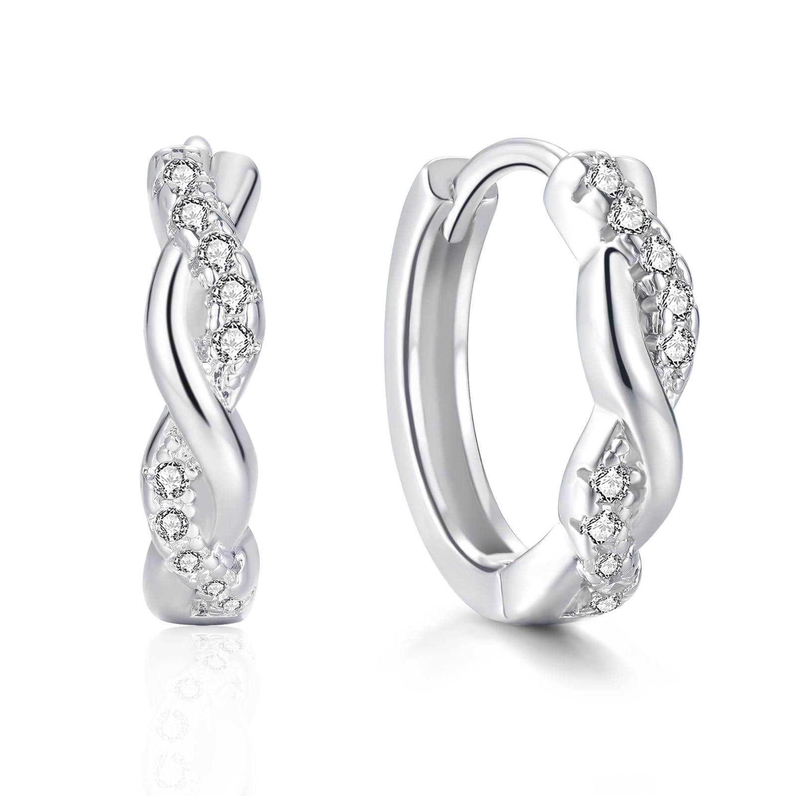 Loutade Creolen Silber 925 für Damen, 925 Sterling Silber Ohrringe Creolen mit AAAAA Cubic Zirkonia, Hypoallergen Kleine Schlafen Knorpel Huggie Ohrringe, Unendlichkeitszeichen Kreolen Ohrschmuck
