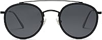 SOJOS SJ1104 Retro Vintage Round Polarized Sunglasses Women Men Small Double Bridge UV400 Circle Sunnies