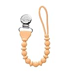 Itzy Ritzy Silicone Pacifier Clip; 100% Food Grade Silicone Pacifier Strap with Clip Keeps Pacifiers, Teethers & Small Toys in Place; Features One-Piece Design & Silicone Cord (Apricot)