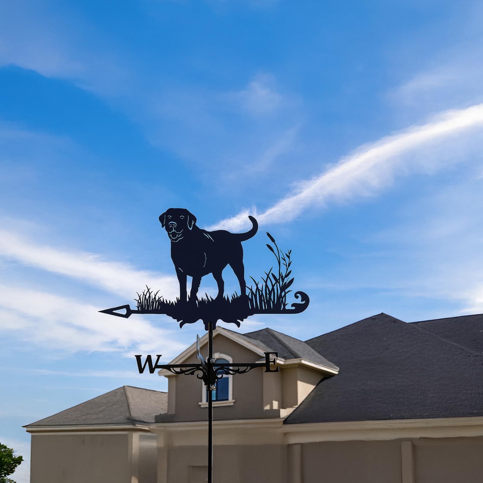 Wetterfahne in Hundeform für den Außenbereich, Schwarze Eisen-Gartendekoration, funktionale Wetterfahne mit Pfeildesign, Windrichtungsanzeiger