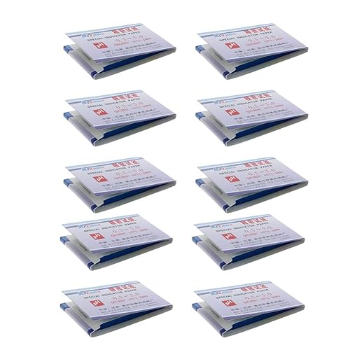 Miniatura 3 de Othmro Paquete de 10 tiras de prueba de pH 0.5-5.0, papel de prueba extenso, papel de prueba de tornasol, 80 tiras por paquete de tiras de pH para