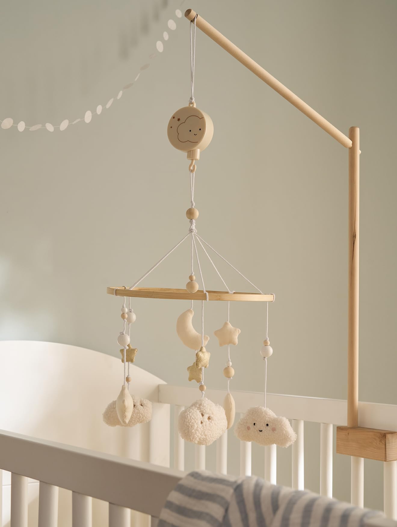 VERTBAUDET Mobile Musical Nuage Bébé Bois beige TU