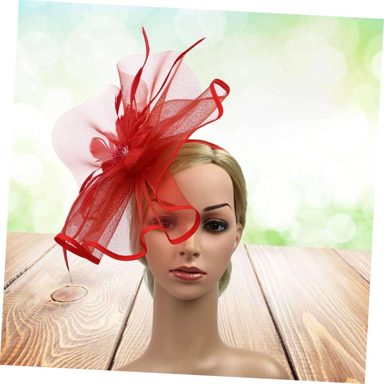 Housoutil 2pezzi Fascinator Creativo Rosso Con Fiore Cerchietto Elegante Per Feste Matrimoni e Occasioni Speciali Accessorio Da Ballo e Cosplay Per Donne e Ragazze