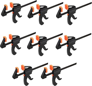 PINGEUI 8 Pack 4 Inch Quick Grip Clamps - Ratchet Bar and Quick-Release Tools for Professional Woodworking, Manual Work, DIY Handmade Craft Projects