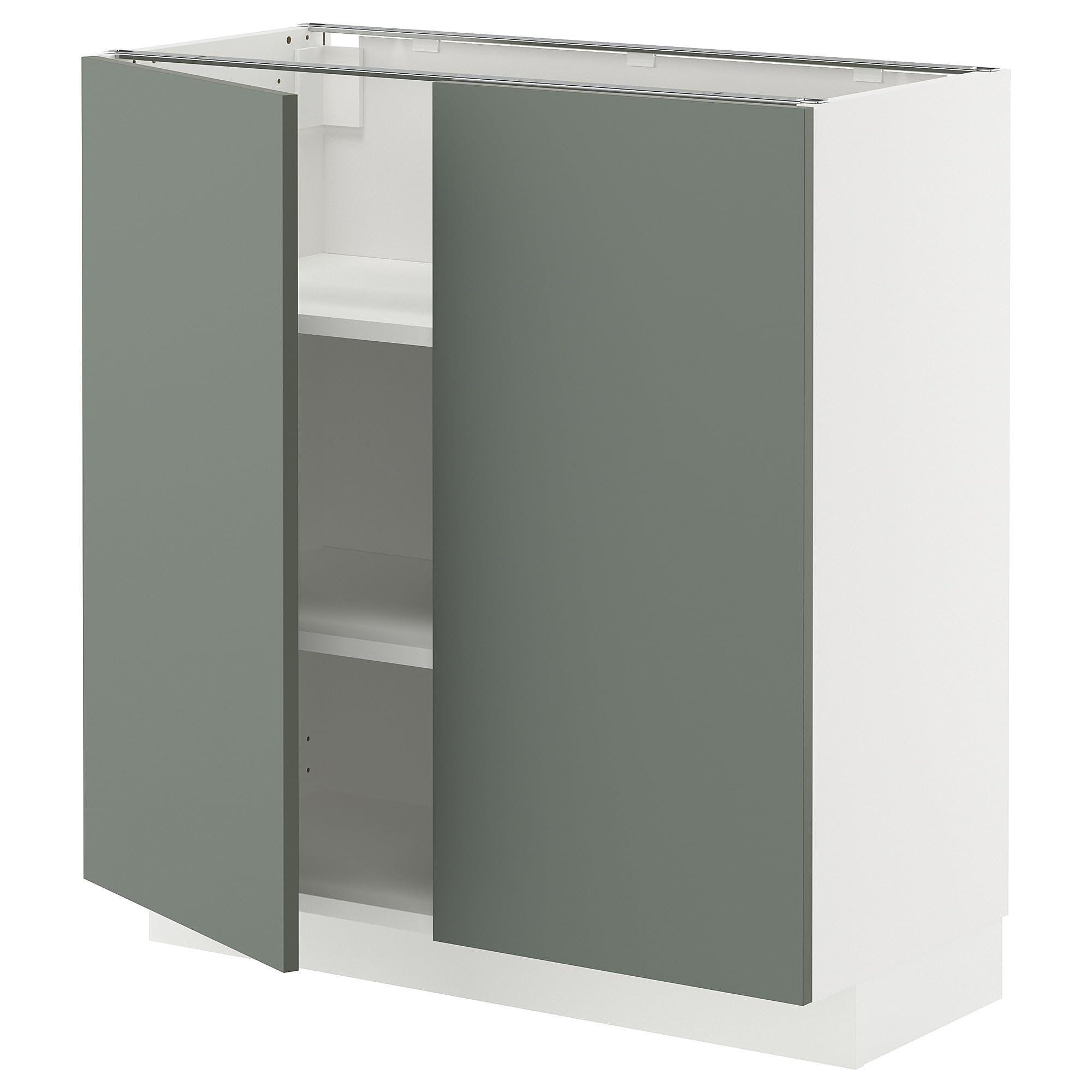 Meuble bas METOD avec étagères et 2 portes gris mat Nickebo 80x37 cm