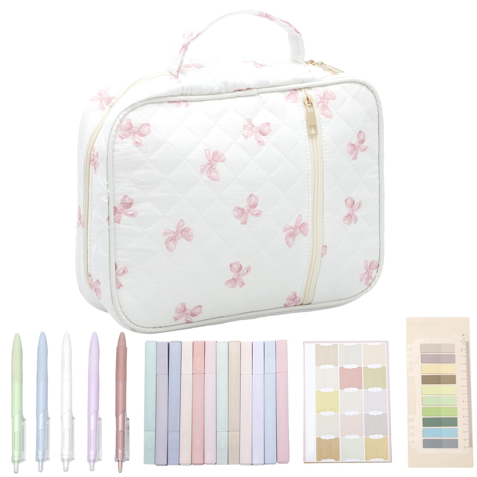 Bible Cover Case for Women, Large Bible Tote Bags Organizer, Quilted Carrying Case for Girls, Study Supplies Accessories, Christian Gifts(Pink,30x7x23cm)