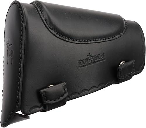 TOURBON Almohadilla de retroceso de cuero para rifle escopeta Buttstock Almohadilla de apoyo para mejillas zurdos