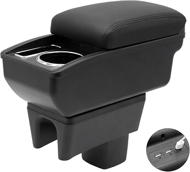 YJYWZH Car Armrest Box for Suzuki Swift 2005-2026, 3 USB Black Stitching