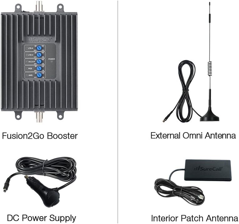 SureCall Fusion2Go Cell Phone Signal Booster Kit for Vehicles, All Carriers 3G/4G LTE