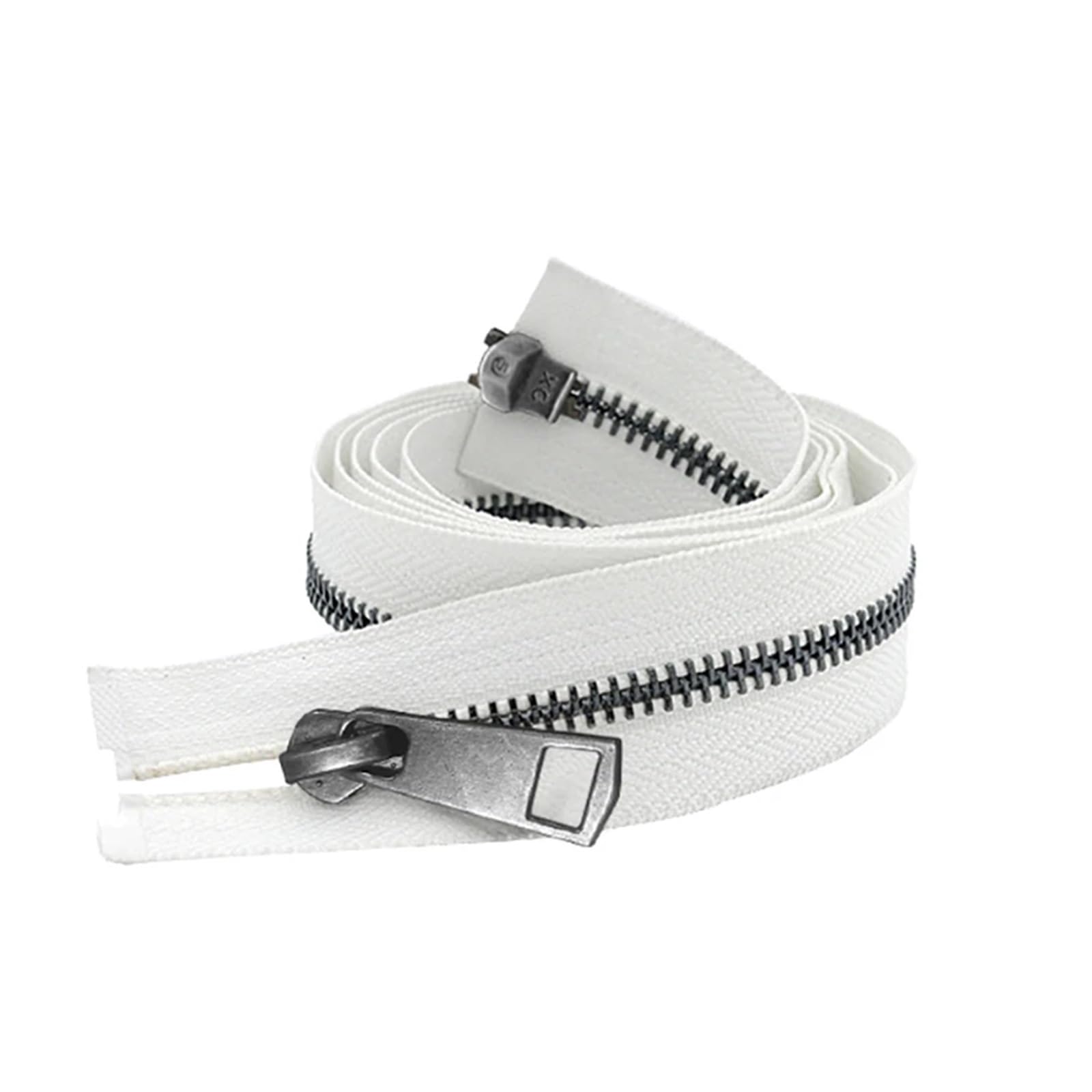 Cremallera, Way Zip 5/10 Piezas 30/40/50/60/70/80 cm 5# Colorido Extremo Abierto Doble Deslizadores Cremallera de Metal Negro DIY Artesanía Bolsillo Tela Cremalleras Ropa Prendas (Blanco, 50CM_10 PCS