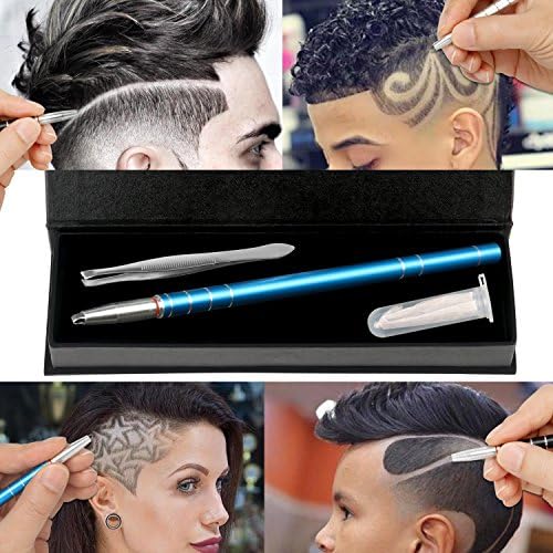 Hair Tattoo Trim Styling Face Eyebrow Shaping Device, Hair Engraving Pen + 10 Blades + Tweezers Hair Styling Eyebrows Beards Razor Tool