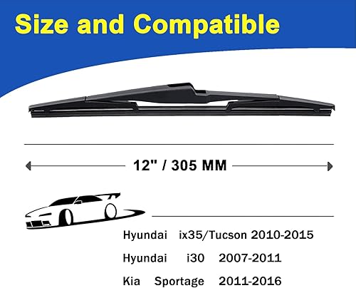 Miniatura 2 de Juego de 2 limpiaparabrisas trasero de 12 pulgadas para Hyundai Tucson 2010-2015Hyundai I30 2007-2011