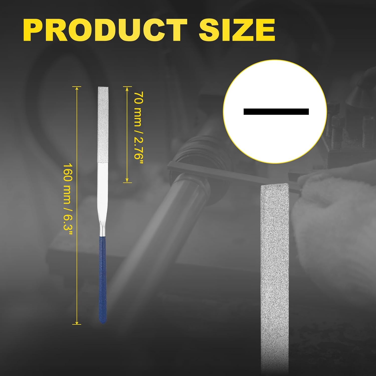 HARFINGTON 10Pcs Diamond File 4 x 160mm 100 Grit Diamond Needle Silver Files for Metal Glass Wood Stone Grinding Polishing Engraving, Narrow Flat