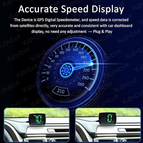 Miniatura 2 de VJOYCAR C60s - Velocímetro digital universal GPS para automóvil pantalla de cabeza arriba con alerta de velocidad MPH alarma de conducir 100 para