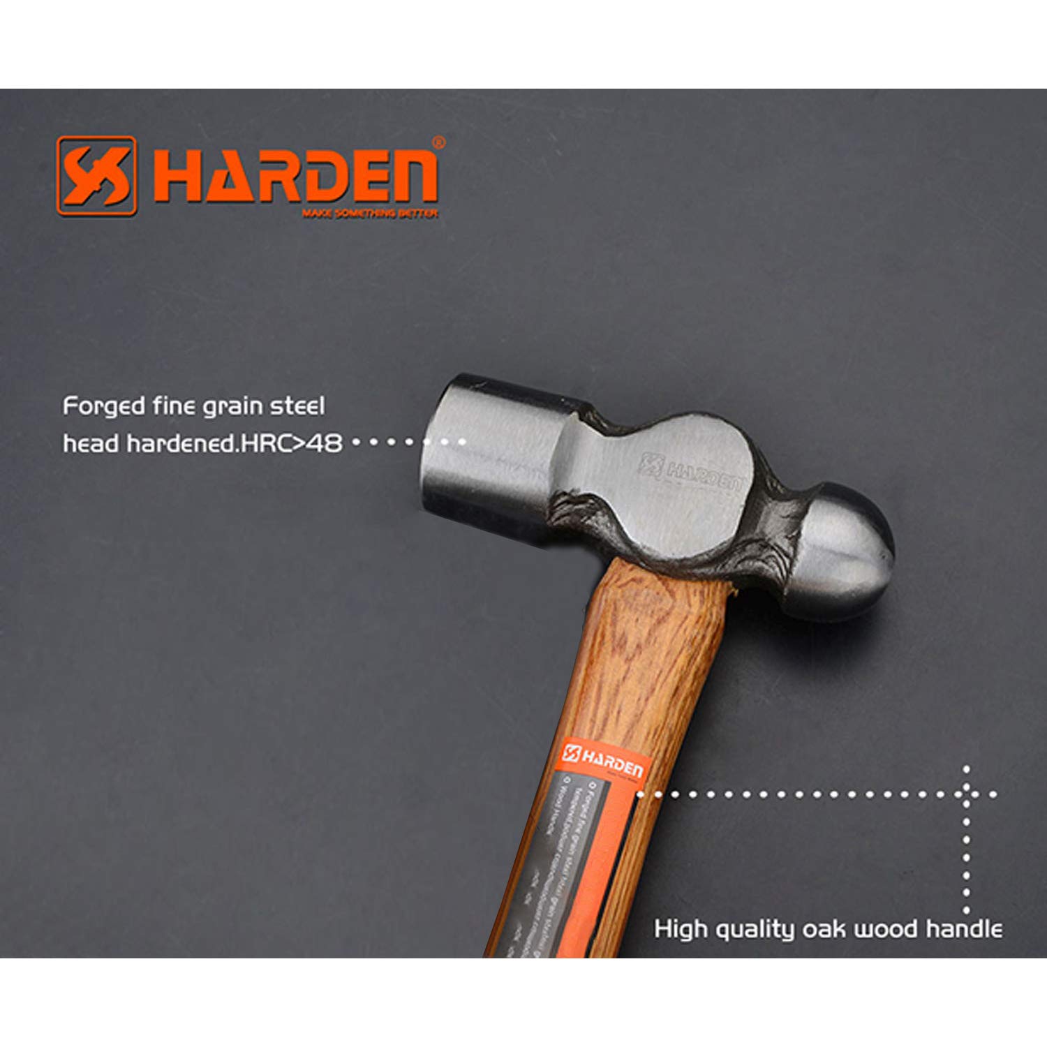 Harden 450 Grams Ball Pein Hammer Oak Handle Professional Series - 590134