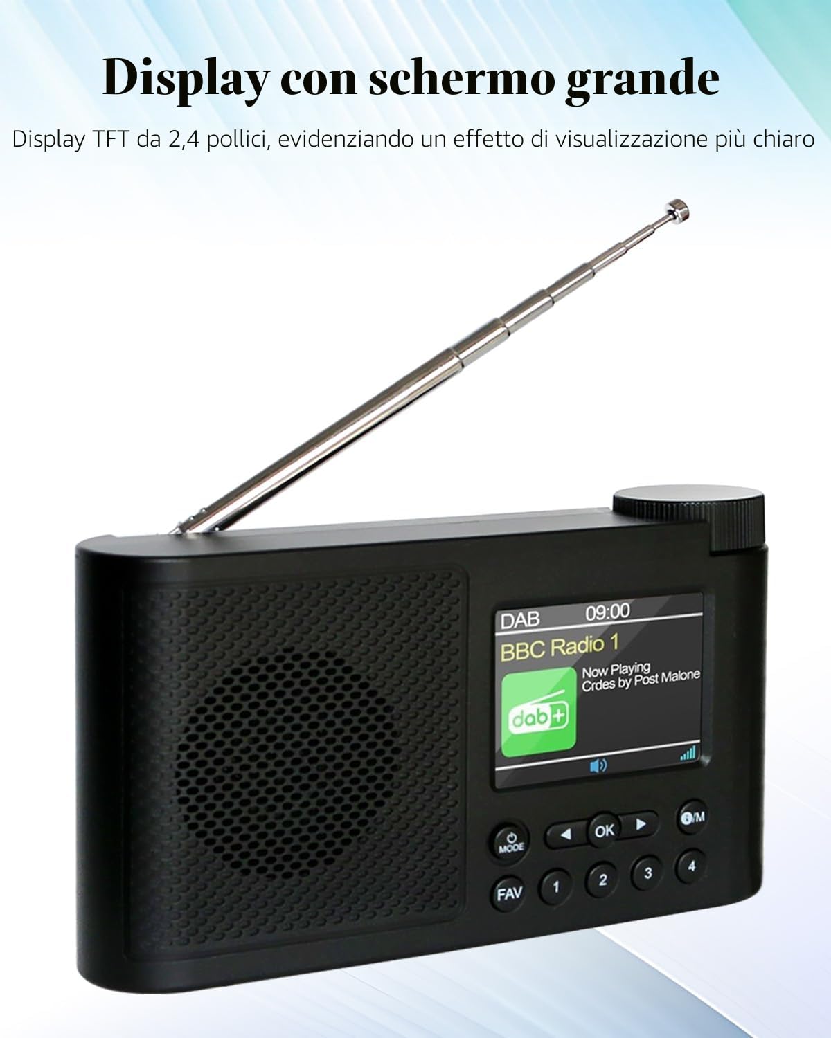 Radio DAB+/FM con Bluetooth 5.0, Radio Portatile, Radio a batteria