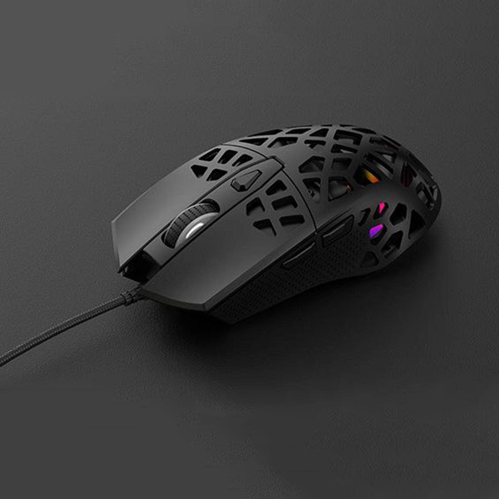 5 set di mouse da gioco RGB ultraleggero con design a nido d'ape cablato per computer nero
