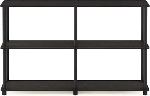 Miniatura 4 de Furinno Turn-N-Tube - Estante de almacenamiento de 3 niveles de doble tamaño, color expresonegro, juego de 2 mesas auxiliares, color espressonegro