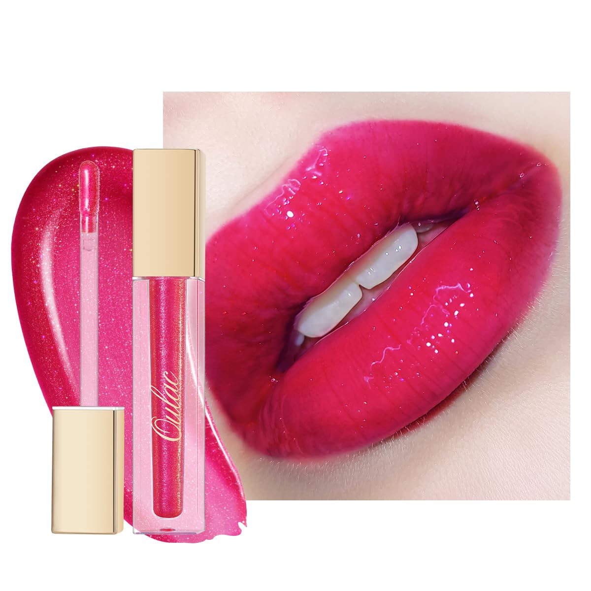 Oulac Red Pink Lip Gloss High-shine Moisturizing Lip Gloss Oil Colorful Shade Liquid Lipstick Non-stick Cup Glitter lipstick Lip Tint Reduce Fine Lines Lip Glaze For Dry Lip C13
