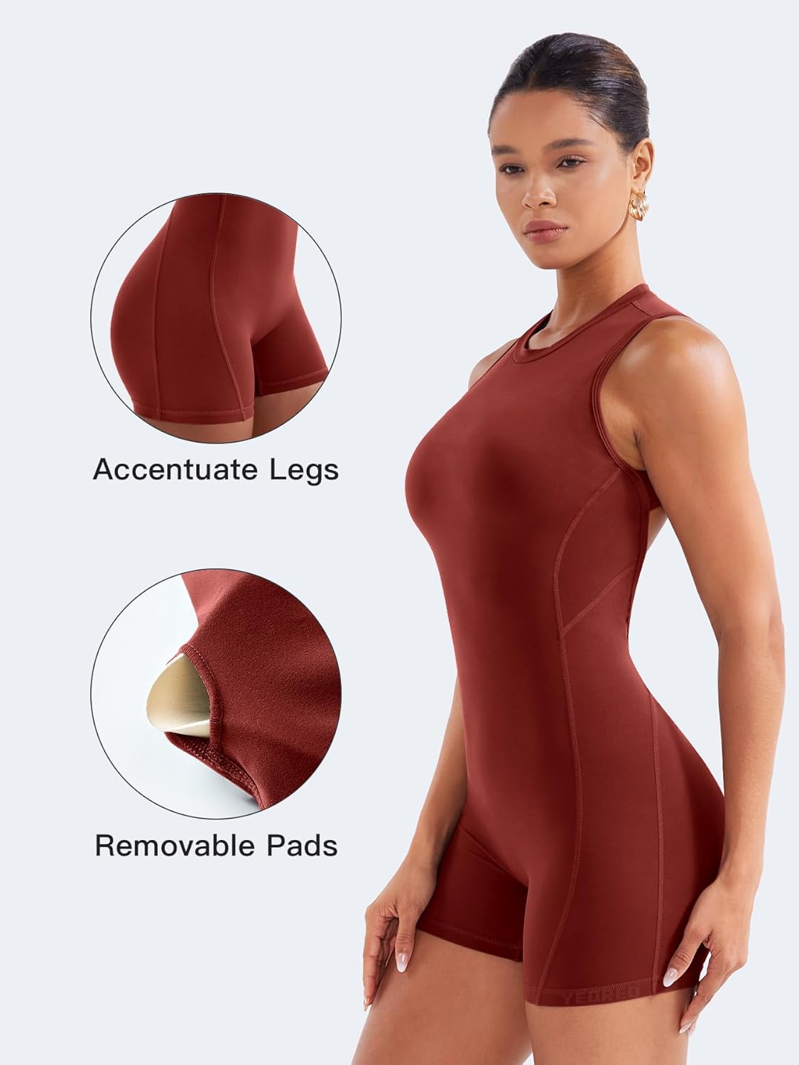 YEOREO Backless Workout Jumpsuits Women One Piece Sleeveless Jumpsuit with Pads Tessia Scrunch Butt Yoga Romper - Image 2