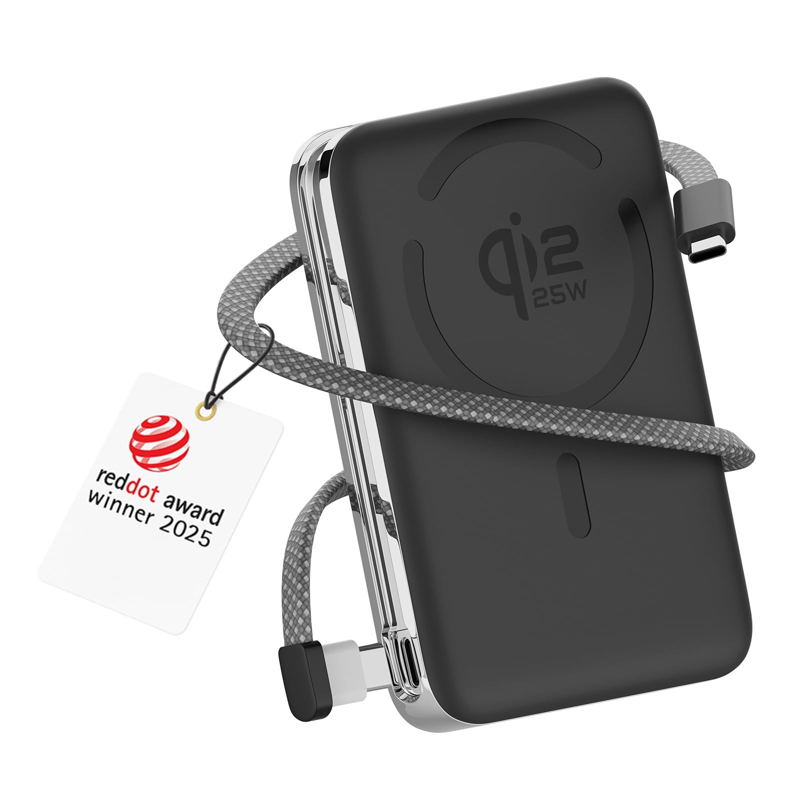 Magnetische Powerbank Qi2.2 25W Zertifiziert – Wireless Powerbank 10000mAh Schnellladen Ladegerät - Mit USB-C Kabel 35W für MagSafe - Für iPhone 17/16/15/14/13 Pro/Pro Max von WanderS - Schwarz