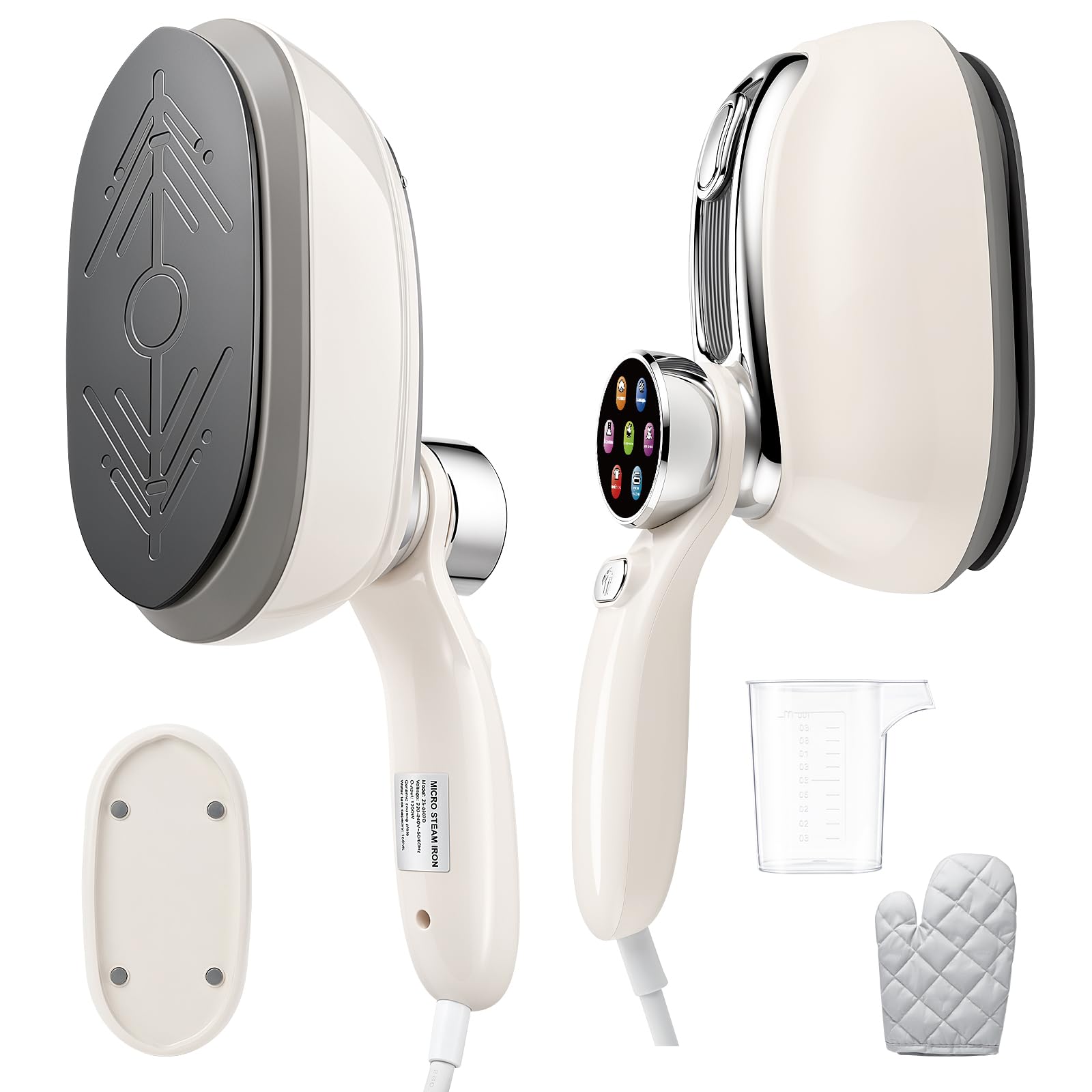 Défroisseur Vapeur Portable 2 en 1 pour Vêtements, 1300W Fer à Repasser de Voyage avec 6 Modes, Réservoir d'eau de 160ML et Écran LED, 15S Chauffage Rapide Défroisseur à Main pour Maison Voyage