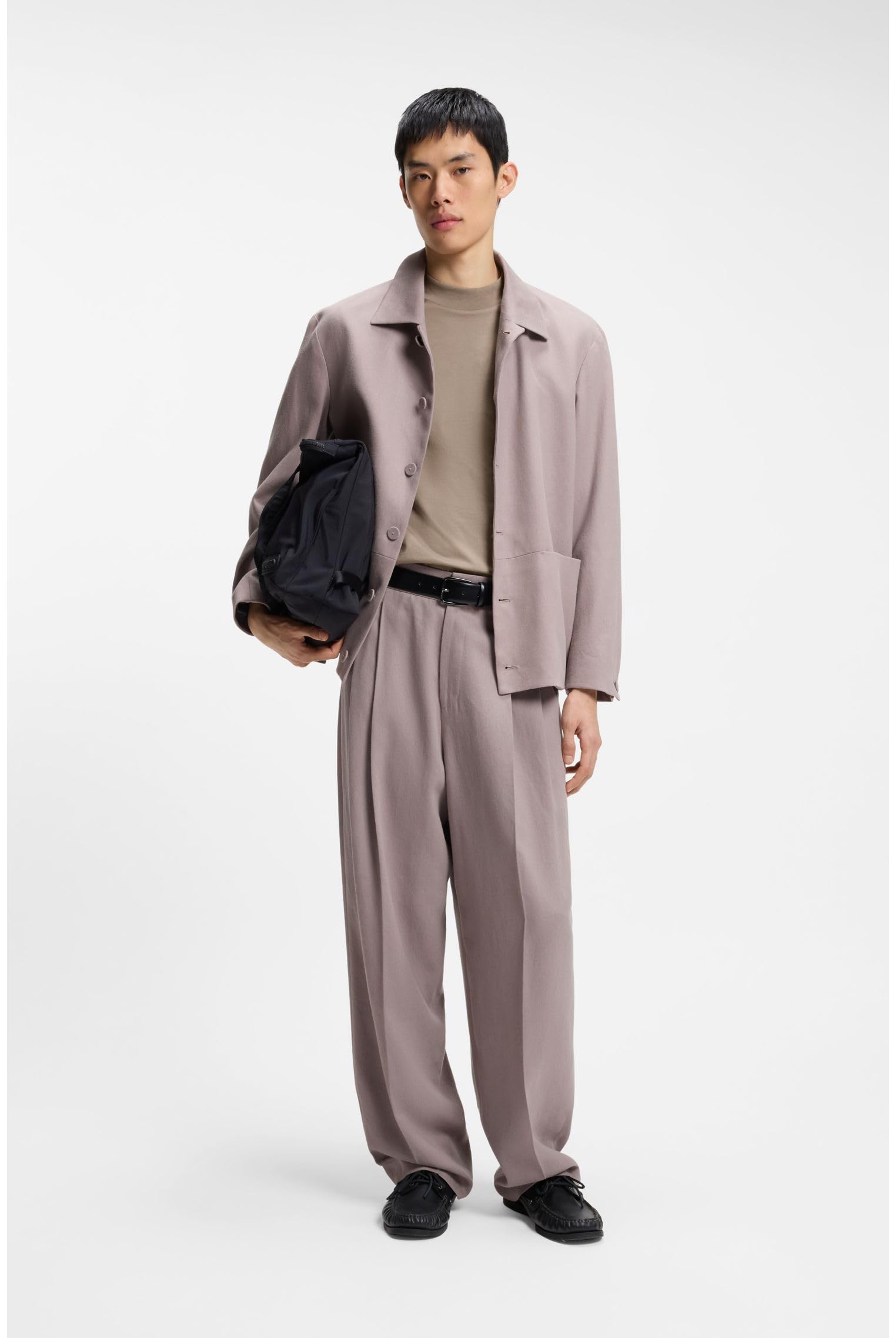 HUGO Maglietta da uomo Dimersom Slim Fit in cotone elasticizzato con colletto alto, Marrone chiaro/Pastel, XL