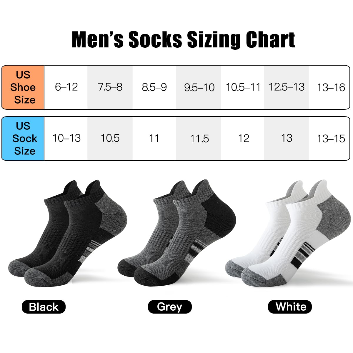JOYNÉE 10 pares de calcetines cortos transpirables para hombre, para entrenamiento, atléticos, para correr
