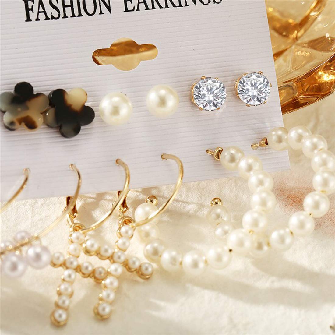 Gold-Tone Plated Earrings Combo Set