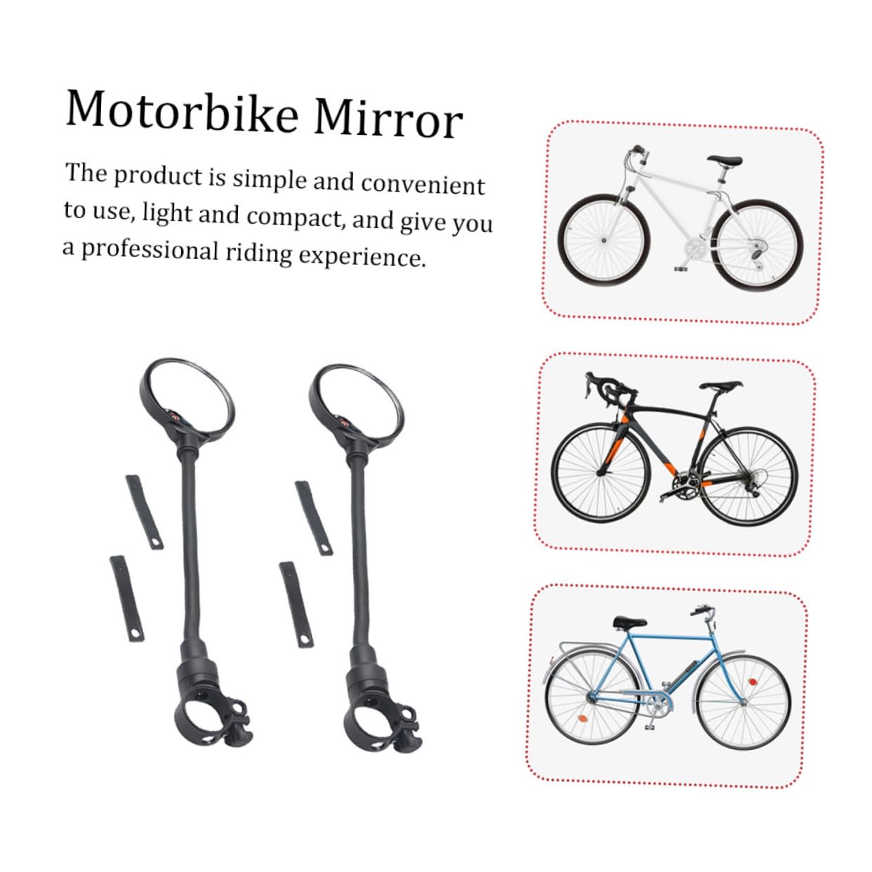 Gatuida 2piezas Espejos Retrovisores Aplicables para Manillar de Bicicleta y Motocicleta Retrovisores Giratorios para Ciclismo Ajustables Manguera del Espejo Retrovisor