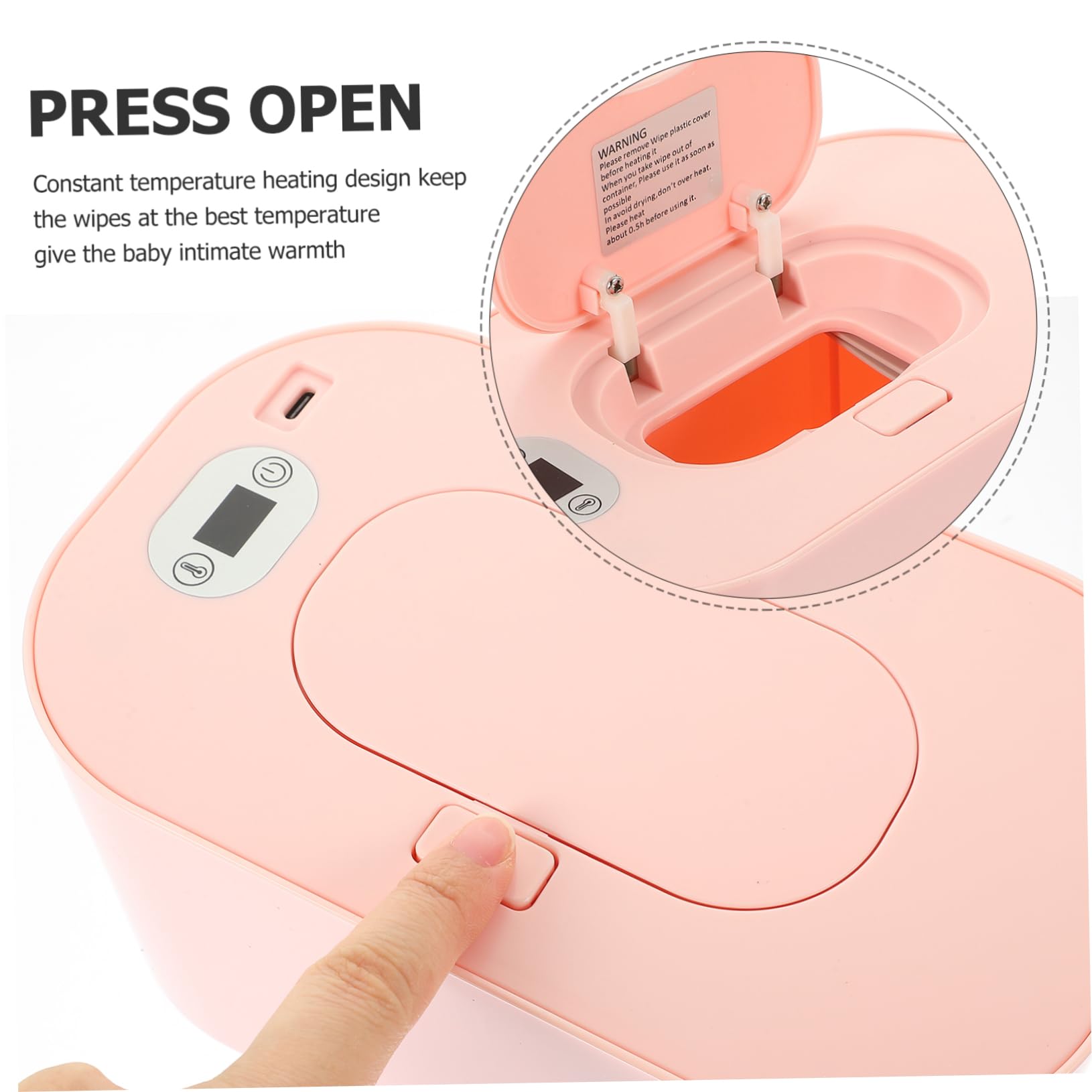 Distributeur Thermostatique Usb Pour Lingettes Humides Chauffe-lingettes Portable Réglage Température Conçu Pour Soins Bébé En Voyage