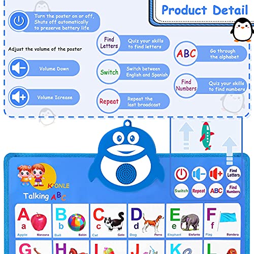 Electronic Interactive Alphabet Wall Chart, Talking Abc Poster +123+Music+Piano, Abc Learning For Toddlers 1-3, Educational Toys For 2 3 Year Olds, Speech Therapy Toy Preschool Gifts For Kids Ages 2-4 #TOP5