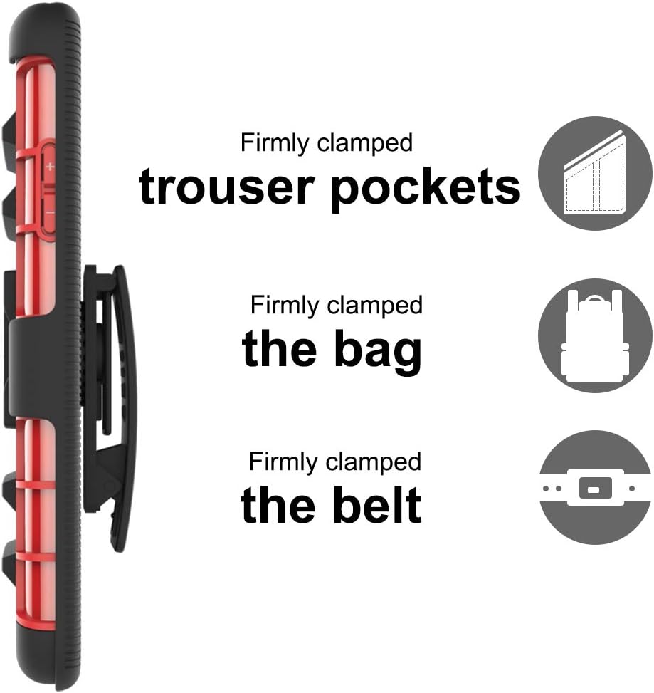 ChangeJ Compatible for Samsung A01 Case, Military Grade Protection with Tempered Glass Screen Protector Holster Belt Clip Amor Kickstand Case for Samsung Galaxy A01 - Light Red