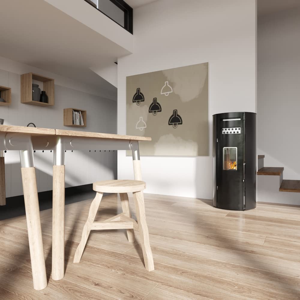 STUFE A PELLET ITALIA - Mod. Boston de 14 kW - Eficiencia 89%, calentador 130 m², autonomía 15 H, 5 velocidades, 5 niveles de potencia, programable, garantía 24 meses (negro)