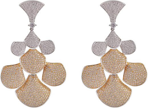 Shaze Gold Rhodium-Plated Cubic Zirconia Aurora Drop Earrings for Women