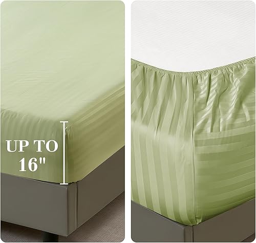 Miniatura 4 de Juego de sábanas tamaño Queen, 4 piezas para cama tamaño Queen, sábanas Queen de 16 pulgadas con bolsillo profundo, microfibra refrescante suave y