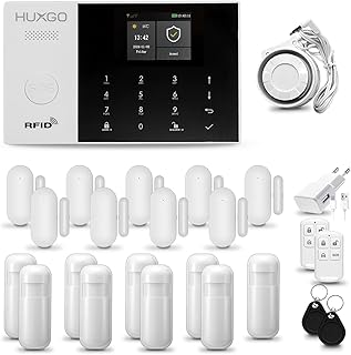 HXA005 Alarmanlage fürs Haus 4G + WLAN Set mit Sirene | Funk Alarmanlage Wohnung mit App. TUYA |Alarm System mit 9X Bewegungssensor, 9X Fensteralarm/Türsensoren | Smart Home