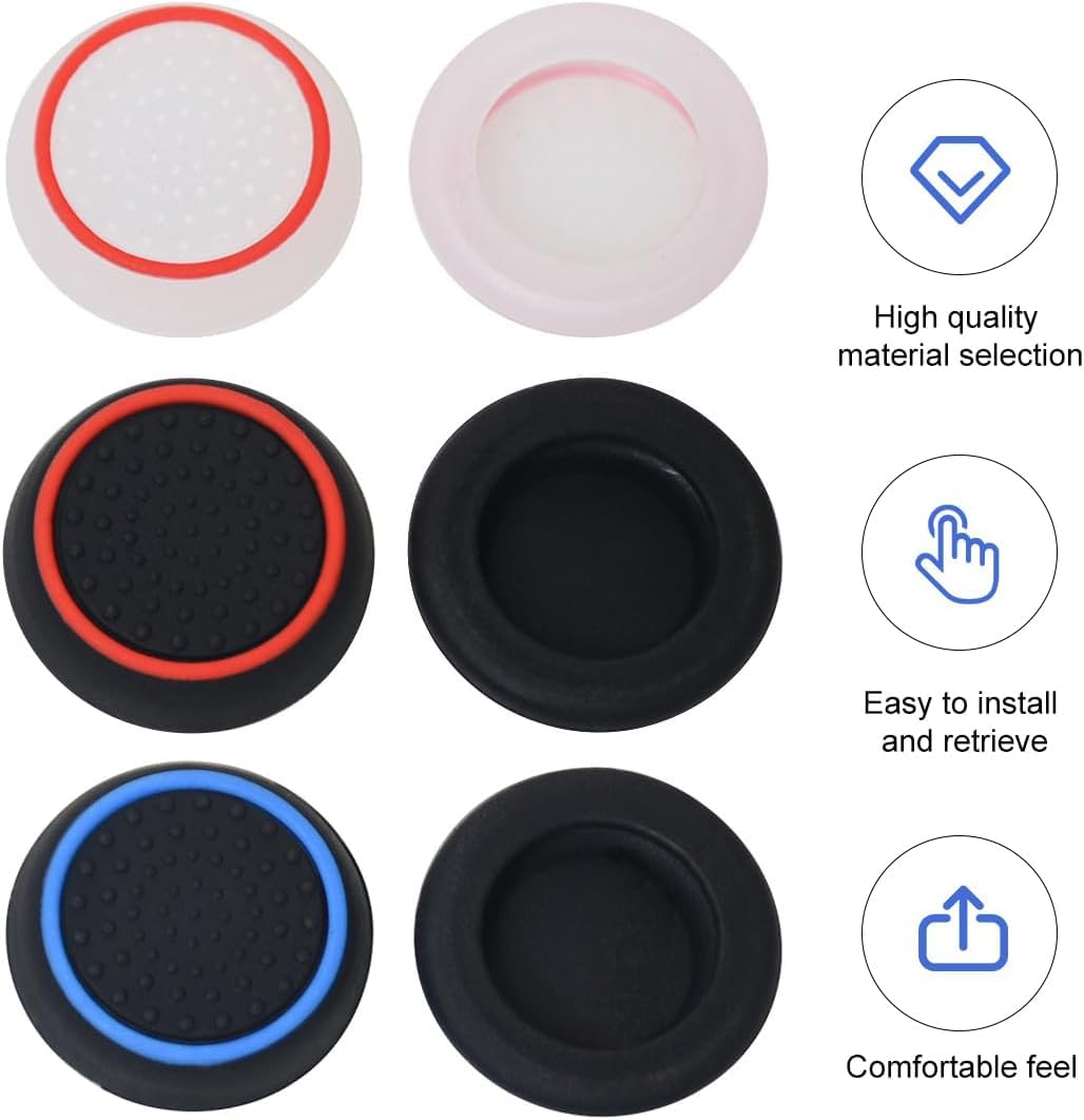 Silikonowe zaślepki na przyciski, osłona ochronna, 20 sztuk uchwytów na joysticki analogowe, akcesoria do kontrolera, nasadki Thumbstick do PS5, PS4, Xbox 360