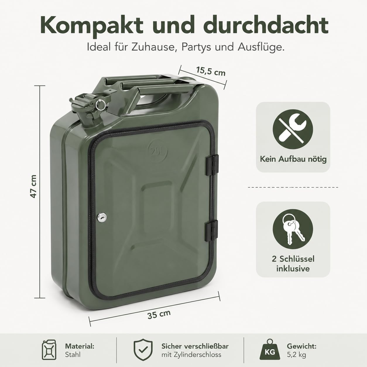 Kanister mini bar z grawerunkiem – metalowy mobilny bar – prezent urodzinowy dla mężczyzn – zamykany minibar, 35 x 15,5 x 47 cm, z zamkiem i kluczami, do użytku na zewnątrz i na imprezy