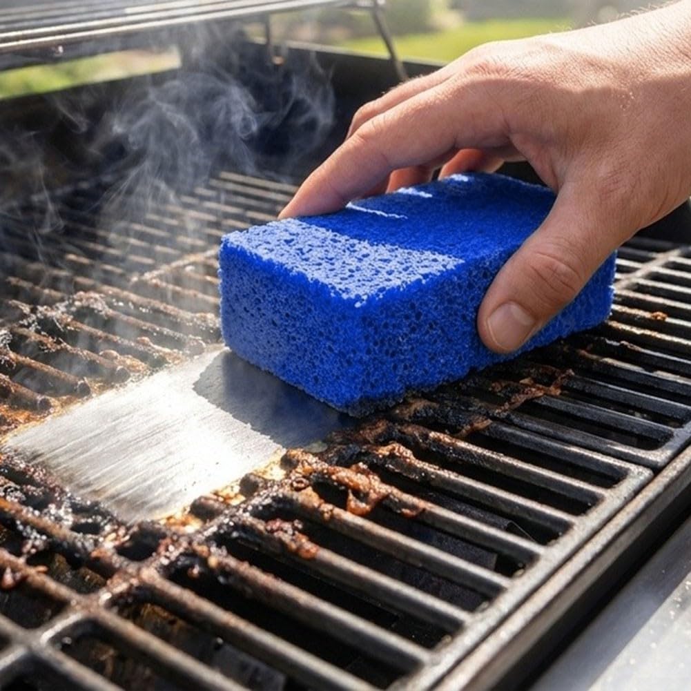 Pietra Pomice Espanso per Barbecue per sicura Pietra Pomice Espanso(Blue) | Rimuove grasso e ruggine, azione rapida post-cottura, per sicura per alimenti, per ideale per ghisa