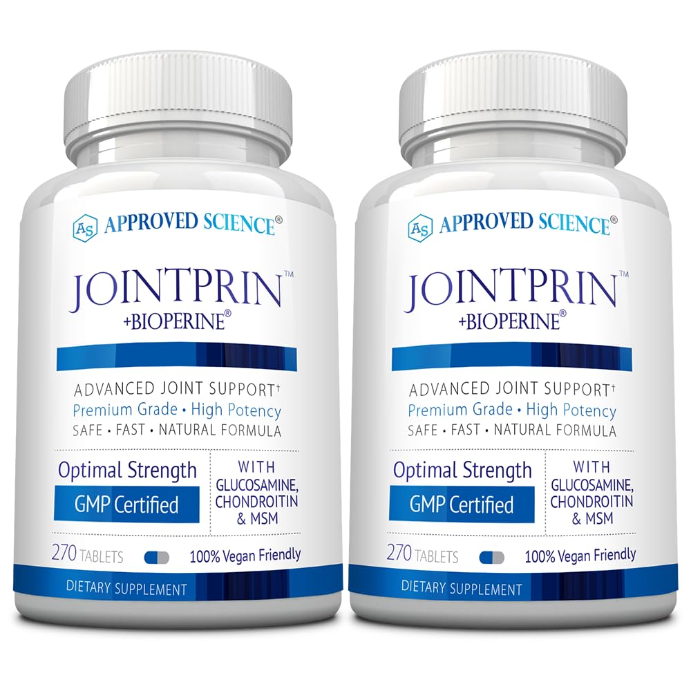 Approved Science Jointprin - Joint Support Supplement - Glucosamine MSM Chondroitin Turmeric Boswellia BioPerine - 6 Month Supply