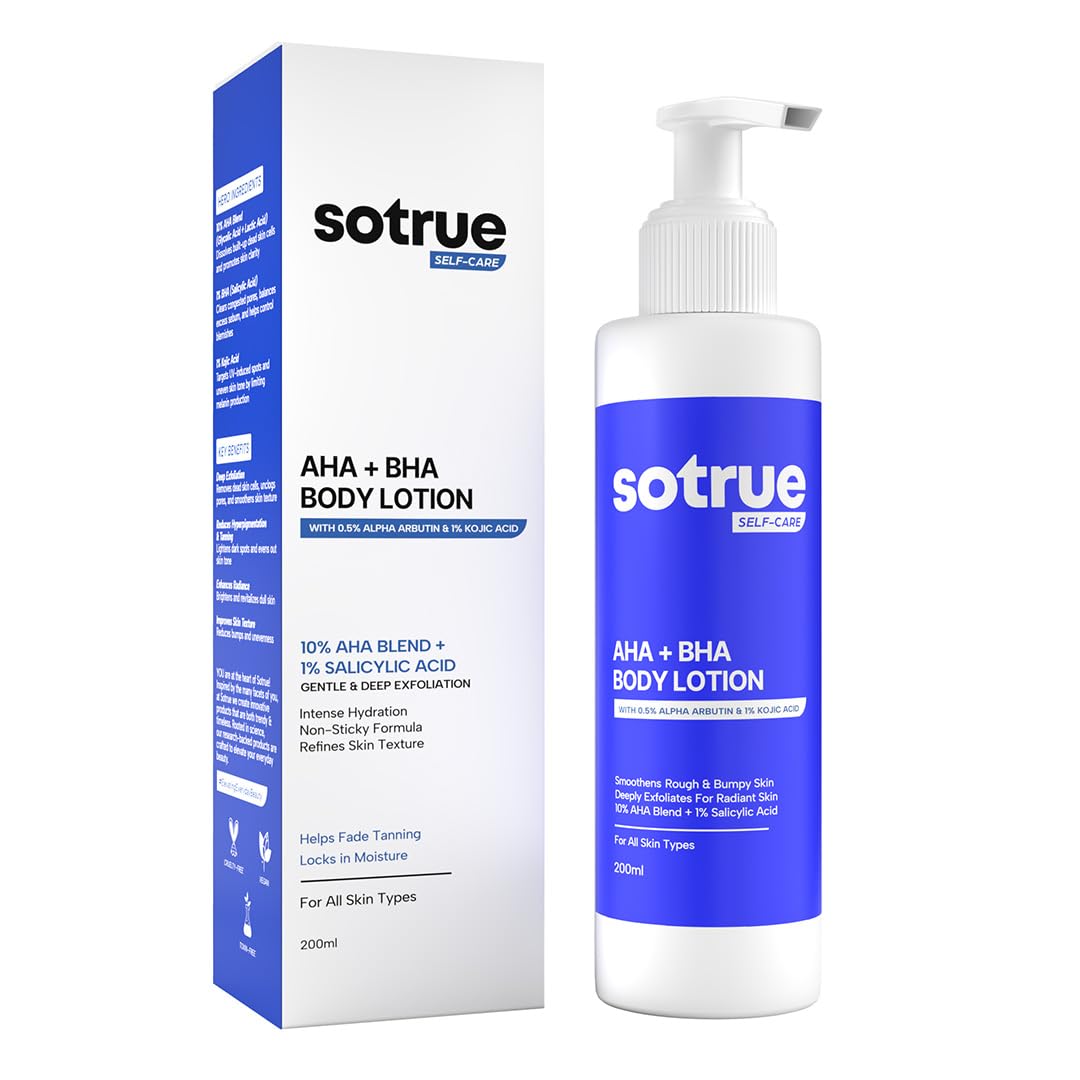 Sotrue 10% AHA + 1% BHA Body Lotion for Men & Women | Body lotion for dry skin | Detans, Smooths Rough & Bumpy Skin- 200ml