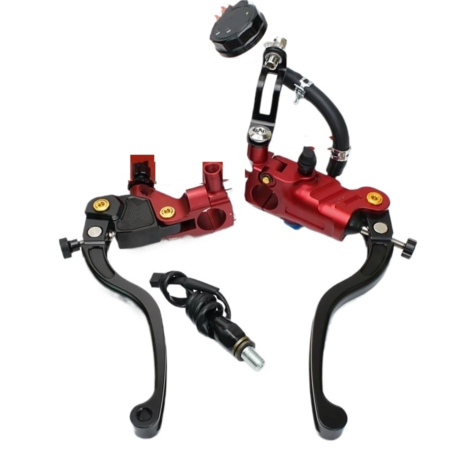 Tingyus Red One Pair Motorbike Brake Lever 19Rcs Perch Line Clutch Brake Master Cylinder Lever 22Mm Universal 19Mm Piston For Racing Street Bike(Red One Pair)