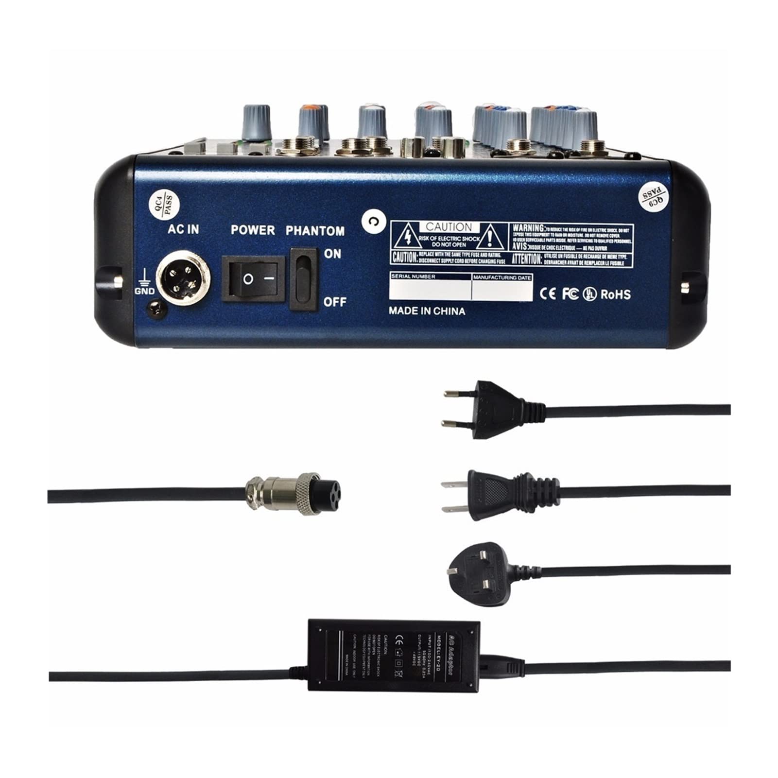 Controlador mezclador de DJ SMR6 Bluetooth USB Registro 2 mono + 2 estéreo 6 canales 3 banda EQ 16 DSP Efecto USB Mezclador de audio profesional para streaming, podcasting y juegos, teléfono y or