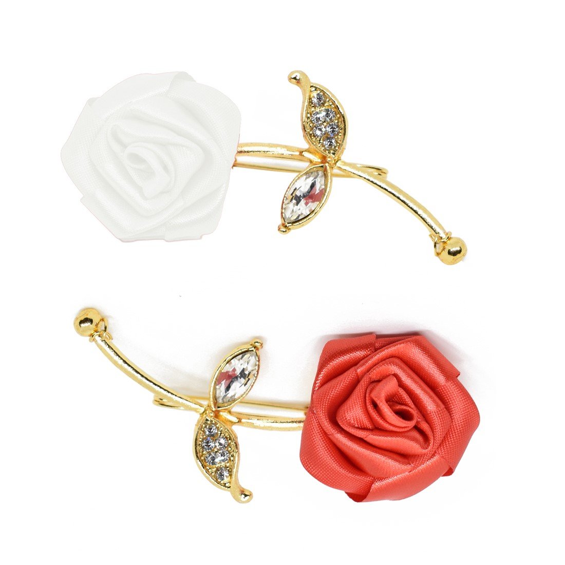 Verceys Handmade Polyester White and Red Rose Golden Leaf Lapel Men Brooch Boutonniere Tuxedo Pin Suit Wedding Corsage - 2 Brooches (B07BBN2HYG) Amazon Price History, Amazon Price Tracker